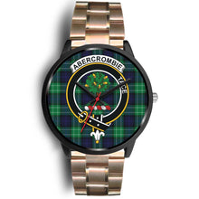 Load image into Gallery viewer, Abercrombie Clans ,Black Leather watch, leather steel watch, tartan watch, tartan watches, clan watch, scotland watch, merry christmas, cyber Monday, halloween, black Friday