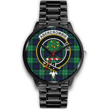 Load image into Gallery viewer, Abercrombie Clans ,Black Metal Link watch, leather steel watch, tartan watch, tartan watches, clan watch, scotland watch, merry christmas, cyber Monday, halloween, black Friday