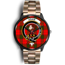 Load image into Gallery viewer, Adair Clans ,Black Leather watch, leather steel watch, tartan watch, tartan watches, clan watch, scotland watch, merry christmas, cyber Monday, halloween, black Friday