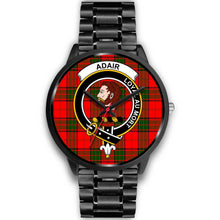 Load image into Gallery viewer, Adair Clans ,Black Metal Link watch, leather steel watch, tartan watch, tartan watches, clan watch, scotland watch, merry christmas, cyber Monday, halloween, black Friday