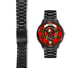 Load image into Gallery viewer, Adair Clans ,Black Leather watch, leather steel watch, tartan watch, tartan watches, clan watch, scotland watch, merry christmas, cyber Monday, halloween, black Friday