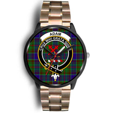Load image into Gallery viewer, Adam Clans ,Black Leather watch, leather steel watch, tartan watch, tartan watches, clan watch, scotland watch, merry christmas, cyber Monday, halloween, black Friday