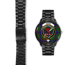 Load image into Gallery viewer, Adam Clans ,Black Leather watch, leather steel watch, tartan watch, tartan watches, clan watch, scotland watch, merry christmas, cyber Monday, halloween, black Friday