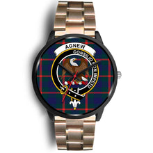 Load image into Gallery viewer, Agnew Modern Clans ,Black Metal Link watch, leather steel watch, tartan watch, tartan watches, clan watch, scotland watch, merry christmas, cyber Monday, halloween, black Friday