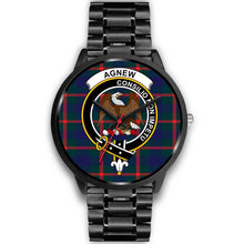 Load image into Gallery viewer, Agnew Modern Clans ,Black Metal Link watch, leather steel watch, tartan watch, tartan watches, clan watch, scotland watch, merry christmas, cyber Monday, halloween, black Friday