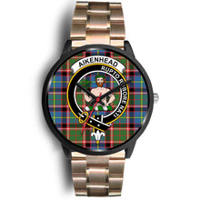 Load image into Gallery viewer, Aikenhead Clans ,Black Leather watch, leather steel watch, tartan watch, tartan watches, clan watch, scotland watch, merry christmas, cyber Monday, halloween, black Friday