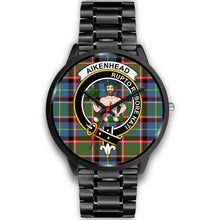 Load image into Gallery viewer, Aikenhead Clans ,Black Metal Link watch, leather steel watch, tartan watch, tartan watches, clan watch, scotland watch, merry christmas, cyber Monday, halloween, black Friday
