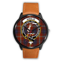 Load image into Gallery viewer, Ainslie Clans ,Pink Leather watch, leather steel watch, tartan watch, tartan watches, clan watch, scotland watch, merry christmas, cyber Monday, halloween, black Friday