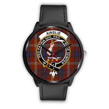 Load image into Gallery viewer, Ainslie Clans ,Black Metal Mesh watch, leather steel watch, tartan watch, tartan watches, clan watch, scotland watch, merry christmas, cyber Monday, halloween, black Friday