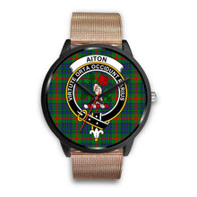 Load image into Gallery viewer, Aiton Clans ,Brown Leather watch, leather steel watch, tartan watch, tartan watches, clan watch, scotland watch, merry christmas, cyber Monday, halloween, black Friday