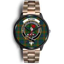 Load image into Gallery viewer, Aiton Clans ,Black Leather watch, leather steel watch, tartan watch, tartan watches, clan watch, scotland watch, merry christmas, cyber Monday, halloween, black Friday