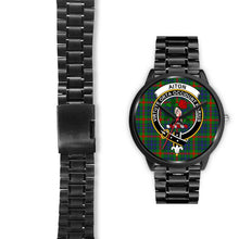 Load image into Gallery viewer, Aiton Clans ,Black Leather watch, leather steel watch, tartan watch, tartan watches, clan watch, scotland watch, merry christmas, cyber Monday, halloween, black Friday