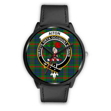 Load image into Gallery viewer, Aiton Clans ,Black Metal Mesh watch, leather steel watch, tartan watch, tartan watches, clan watch, scotland watch, merry christmas, cyber Monday, halloween, black Friday