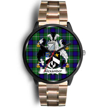 Load image into Gallery viewer, Alexander Clans ,Black Leather watch, leather steel watch, tartan watch, tartan watches, clan watch, scotland watch, merry christmas, cyber Monday, halloween, black Friday