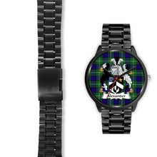 Load image into Gallery viewer, Alexander Clans ,Black Leather watch, leather steel watch, tartan watch, tartan watches, clan watch, scotland watch, merry christmas, cyber Monday, halloween, black Friday