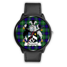 Load image into Gallery viewer, Alexander Clans ,Black Metal Mesh watch, leather steel watch, tartan watch, tartan watches, clan watch, scotland watch, merry christmas, cyber Monday, halloween, black Friday