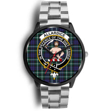 Load image into Gallery viewer, Allardice Clans ,Black Metal Link watch, leather steel watch, tartan watch, tartan watches, clan watch, scotland watch, merry christmas, cyber Monday, halloween, black Friday