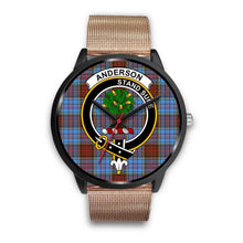 Load image into Gallery viewer, Anderson Modern Clans ,Brown Leather watch, leather steel watch, tartan watch, tartan watches, clan watch, scotland watch, merry christmas, cyber Monday, halloween, black Friday