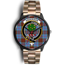 Load image into Gallery viewer, Anderson Modern Clans ,Black Leather watch, leather steel watch, tartan watch, tartan watches, clan watch, scotland watch, merry christmas, cyber Monday, halloween, black Friday