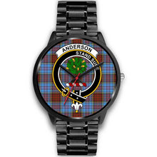Load image into Gallery viewer, Anderson Modern Clans ,Black Metal Link watch, leather steel watch, tartan watch, tartan watches, clan watch, scotland watch, merry christmas, cyber Monday, halloween, black Friday