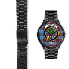 Load image into Gallery viewer, Anderson Modern Clans ,Black Leather watch, leather steel watch, tartan watch, tartan watches, clan watch, scotland watch, merry christmas, cyber Monday, halloween, black Friday