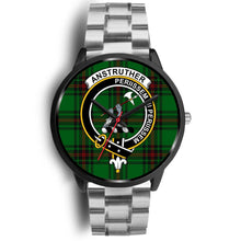 Load image into Gallery viewer, Anstruther Clans ,Black Metal Link watch, leather steel watch, tartan watch, tartan watches, clan watch, scotland watch, merry christmas, cyber Monday, halloween, black Friday