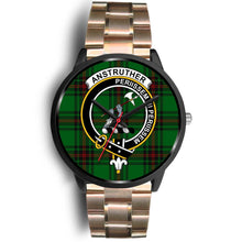 Load image into Gallery viewer, Anstruther Clans ,Black Leather watch, leather steel watch, tartan watch, tartan watches, clan watch, scotland watch, merry christmas, cyber Monday, halloween, black Friday