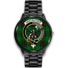 Load image into Gallery viewer, Anstruther Clans ,Black Metal Link watch, leather steel watch, tartan watch, tartan watches, clan watch, scotland watch, merry christmas, cyber Monday, halloween, black Friday