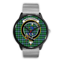 Load image into Gallery viewer, Arbuthnott Clans ,Rose Gold Metal Link watch, leather steel watch, tartan watch, tartan watches, clan watch, scotland watch, merry christmas, cyber Monday, halloween, black Friday