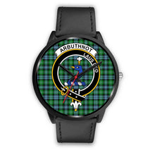 Load image into Gallery viewer, Arbuthnott Clans ,Black Metal Mesh watch, leather steel watch, tartan watch, tartan watches, clan watch, scotland watch, merry christmas, cyber Monday, halloween, black Friday