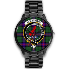 Load image into Gallery viewer, Armstrong Modern Clans ,Black Metal Link watch, leather steel watch, tartan watch, tartan watches, clan watch, scotland watch, merry christmas, cyber Monday, halloween, black Friday