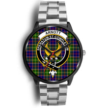 Load image into Gallery viewer, Arnott Clans ,Black Metal Link watch, leather steel watch, tartan watch, tartan watches, clan watch, scotland watch, merry christmas, cyber Monday, halloween, black Friday
