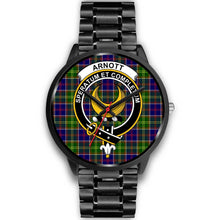 Load image into Gallery viewer, Arnott Clans ,Black Metal Link watch, leather steel watch, tartan watch, tartan watches, clan watch, scotland watch, merry christmas, cyber Monday, halloween, black Friday