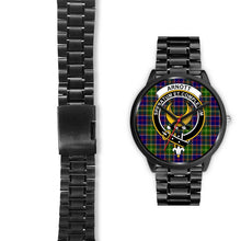 Load image into Gallery viewer, Arnott Clans ,Black Leather watch, leather steel watch, tartan watch, tartan watches, clan watch, scotland watch, merry christmas, cyber Monday, halloween, black Friday