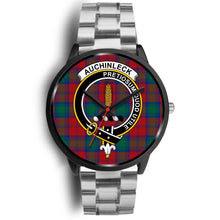 Load image into Gallery viewer, Auchinleck Clans ,Black Metal Link watch, leather steel watch, tartan watch, tartan watches, clan watch, scotland watch, merry christmas, cyber Monday, halloween, black Friday