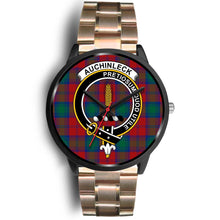 Load image into Gallery viewer, Auchinleck Clans ,Black Leather watch, leather steel watch, tartan watch, tartan watches, clan watch, scotland watch, merry christmas, cyber Monday, halloween, black Friday
