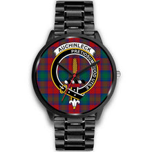 Load image into Gallery viewer, Auchinleck Clans ,Black Metal Link watch, leather steel watch, tartan watch, tartan watches, clan watch, scotland watch, merry christmas, cyber Monday, halloween, black Friday
