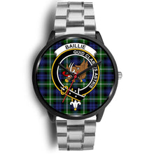 Load image into Gallery viewer, Baillie Modern Clans ,Black Metal Link watch, leather steel watch, tartan watch, tartan watches, clan watch, scotland watch, merry christmas, cyber Monday, halloween, black Friday