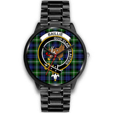 Load image into Gallery viewer, Baillie Modern Clans ,Black Metal Link watch, leather steel watch, tartan watch, tartan watches, clan watch, scotland watch, merry christmas, cyber Monday, halloween, black Friday