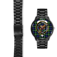 Load image into Gallery viewer, Baillie Modern Clans ,Black Leather watch, leather steel watch, tartan watch, tartan watches, clan watch, scotland watch, merry christmas, cyber Monday, halloween, black Friday