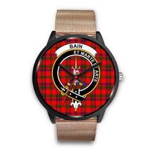 Load image into Gallery viewer, Bain Clans ,Brown Leather watch, leather steel watch, tartan watch, tartan watches, clan watch, scotland watch, merry christmas, cyber Monday, halloween, black Friday