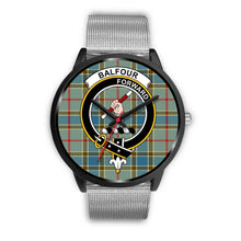 Load image into Gallery viewer, Balfour Blue Clans ,Rose Gold Metal Link watch, leather steel watch, tartan watch, tartan watches, clan watch, scotland watch, merry christmas, cyber Monday, halloween, black Friday