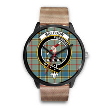 Load image into Gallery viewer, Balfour Blue Clans ,Brown Leather watch, leather steel watch, tartan watch, tartan watches, clan watch, scotland watch, merry christmas, cyber Monday, halloween, black Friday