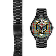 Load image into Gallery viewer, Balfour Blue Clans ,Black Leather watch, leather steel watch, tartan watch, tartan watches, clan watch, scotland watch, merry christmas, cyber Monday, halloween, black Friday