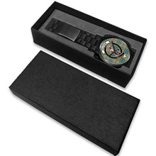 Load image into Gallery viewer, Balfour Blue Clans ,White Leather watch, leather steel watch, tartan watch, tartan watches, clan watch, scotland watch, merry christmas, cyber Monday, halloween, black Friday