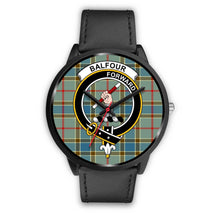 Load image into Gallery viewer, Balfour Blue Clans ,Black Metal Mesh watch, leather steel watch, tartan watch, tartan watches, clan watch, scotland watch, merry christmas, cyber Monday, halloween, black Friday