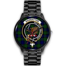 Load image into Gallery viewer, Bannatyne Clans ,Black Metal Link watch, leather steel watch, tartan watch, tartan watches, clan watch, scotland watch, merry christmas, cyber Monday, halloween, black Friday