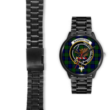 Load image into Gallery viewer, Bannatyne Clans ,Black Leather watch, leather steel watch, tartan watch, tartan watches, clan watch, scotland watch, merry christmas, cyber Monday, halloween, black Friday