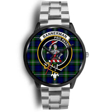 Load image into Gallery viewer, Bannerman Clans ,Black Metal Link watch, leather steel watch, tartan watch, tartan watches, clan watch, scotland watch, merry christmas, cyber Monday, halloween, black Friday