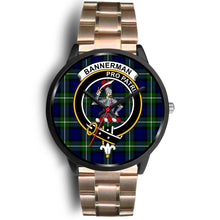 Load image into Gallery viewer, Bannerman Clans ,Black Leather watch, leather steel watch, tartan watch, tartan watches, clan watch, scotland watch, merry christmas, cyber Monday, halloween, black Friday